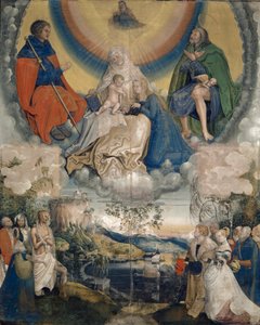 Heilige Anna mit der Jungfrau und dem Kind, Heiliger Jakobus der Große und Heiliger Rochus als Fürsprecher für die von der Pest geplagte Menschheit, 1514-15